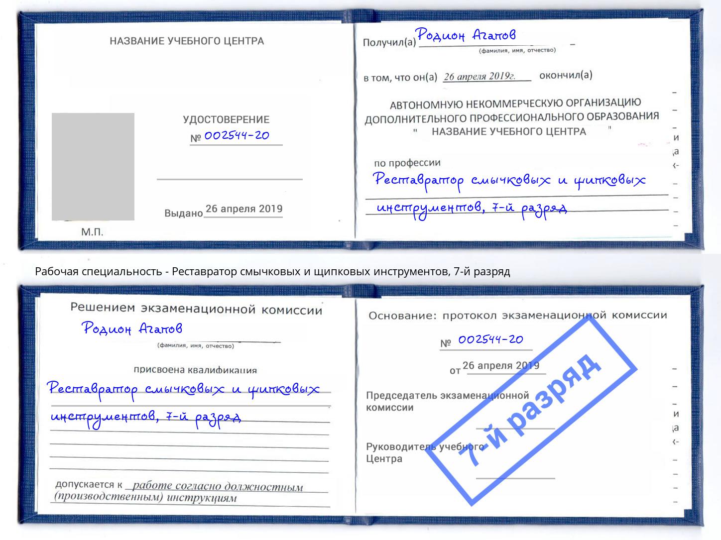 корочка 7-й разряд Реставратор смычковых и щипковых инструментов Иваново