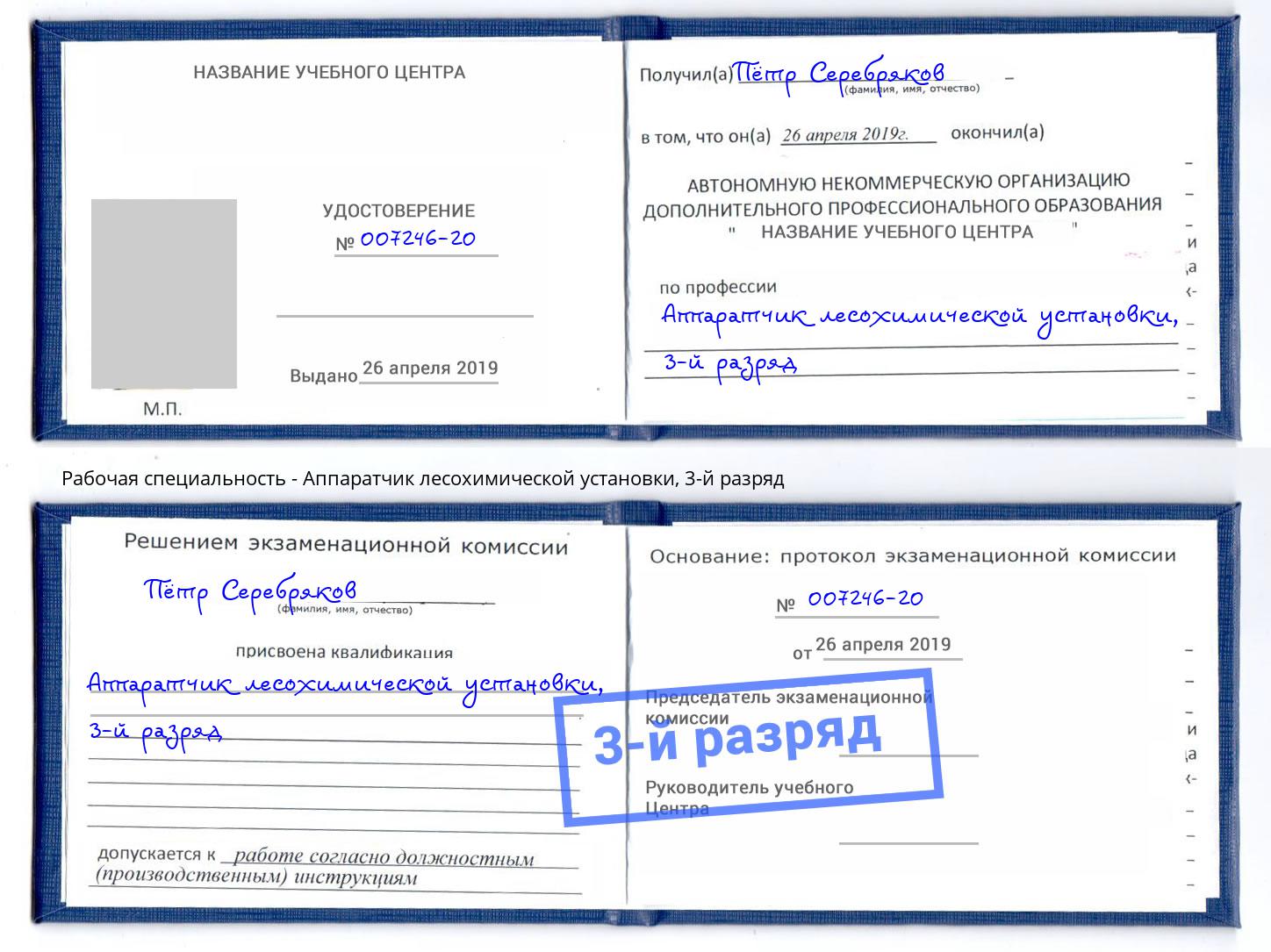 корочка 3-й разряд Аппаратчик лесохимической установки Иваново