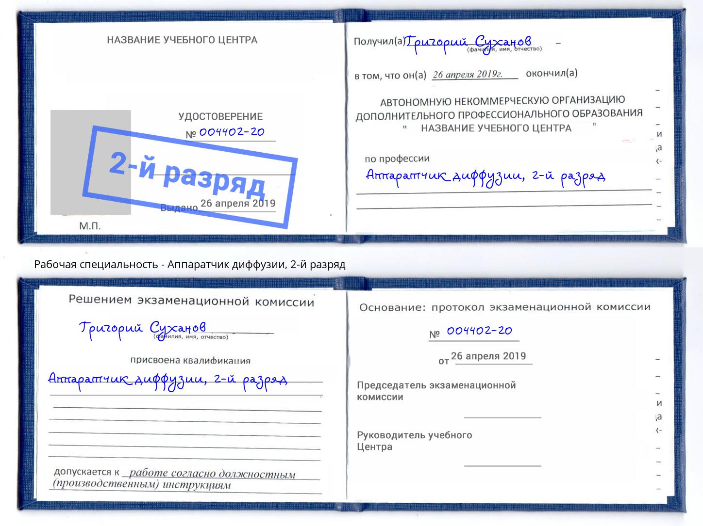 корочка 2-й разряд Аппаратчик диффузии Иваново