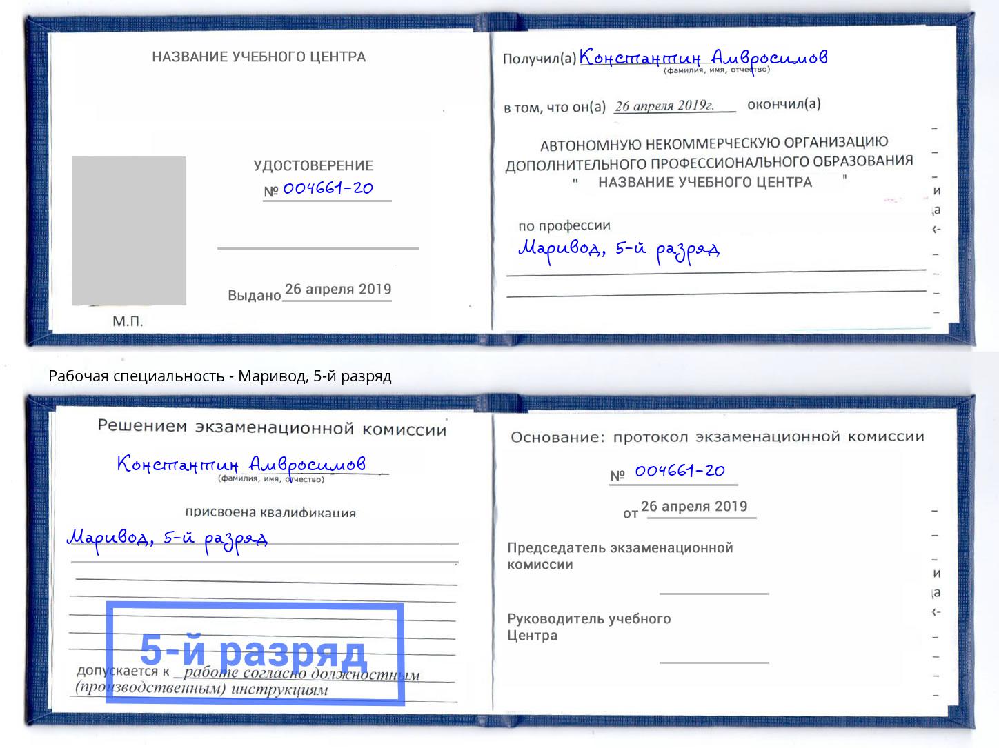 корочка 5-й разряд Маривод Иваново